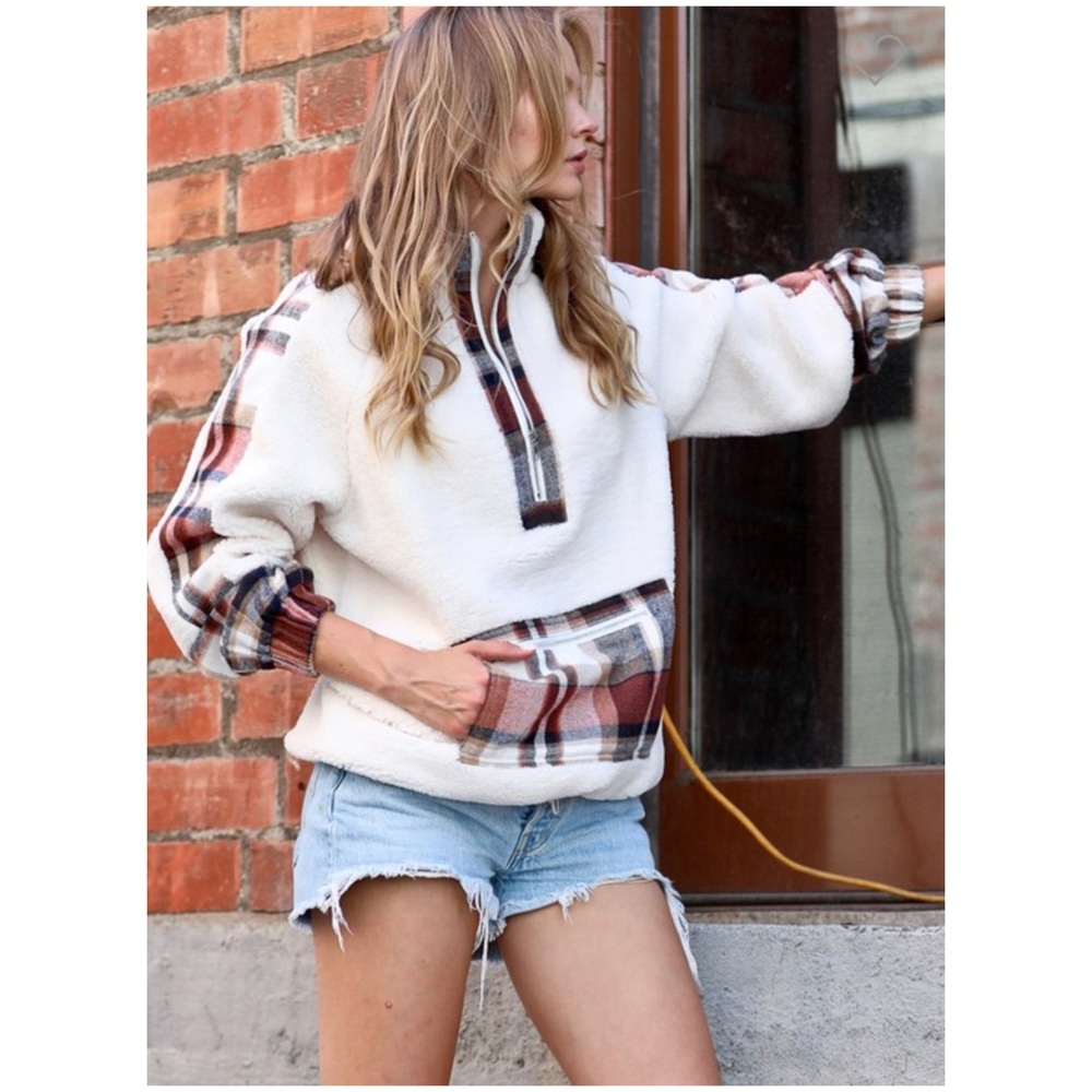 ON SALE! Ivory & Plaid Faux Fur Jacket - Picture 5 of 13